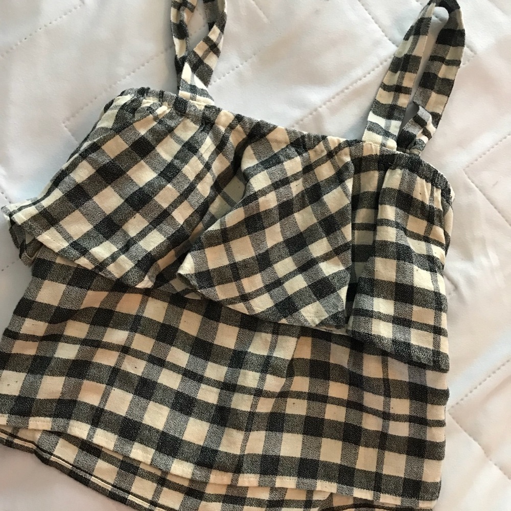 Black and white plaid tank top
